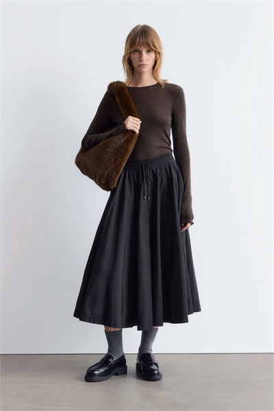 Топ с длинными рукавами из чистой шерсти с волнистым краем и отверстиями для больших пальцев артикул 150205089