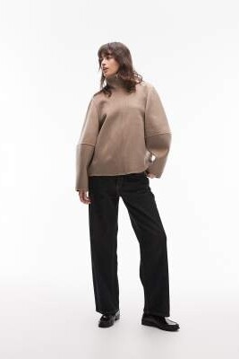 Шерстяная куртка-бомбер с воротником-воронкой артикул 154340369