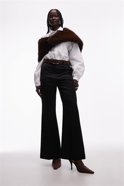 Брюки-клёш с зауженной талией артикул 153017724