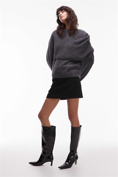 Свитер из шерсти альпаки с драпировкой артикул 150205117