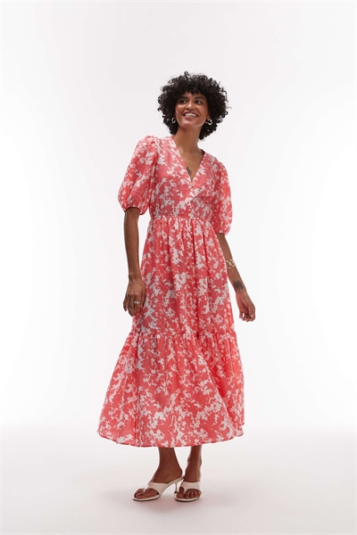 Макси-платье премиум-класса с многослойным кроем и розовым мраморным принтом артикул 143056146