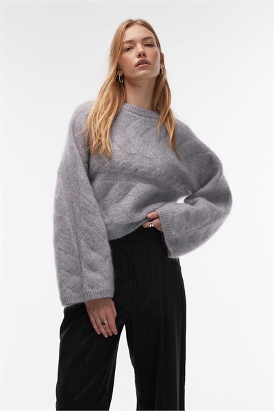 Свитер из смешанной шерсти с узором «коса» артикул 153652804