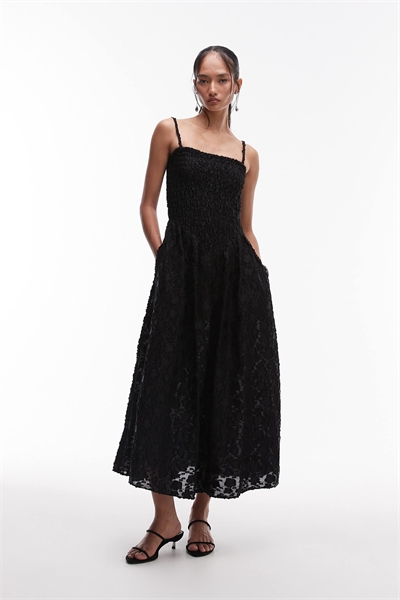 3D-платье-миди с цветочным принтом и V-образной заниженной талией, черного цвета артикул 146841134