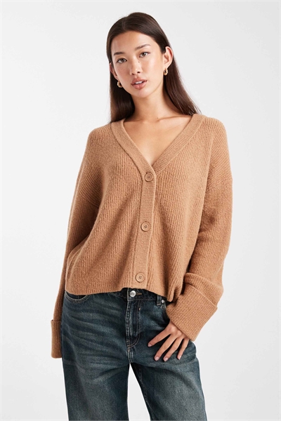 Кардиган с широкими манжетами и V-образным вырезом артикул 143373948