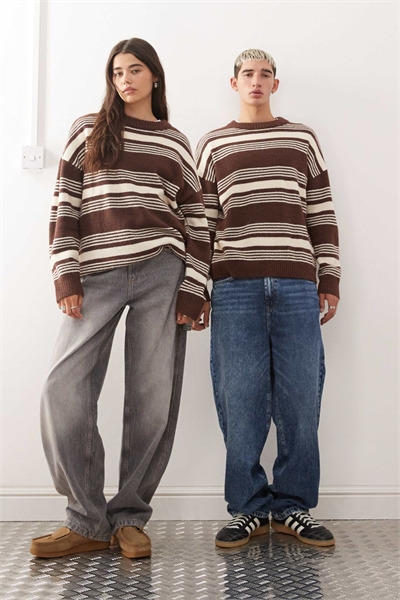 Свитер с полосками и круглым вырезом, унисекс артикул 143420715