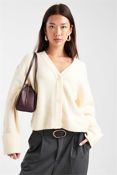 Кардиган с широкими манжетами и V-образным вырезом артикул 142974728