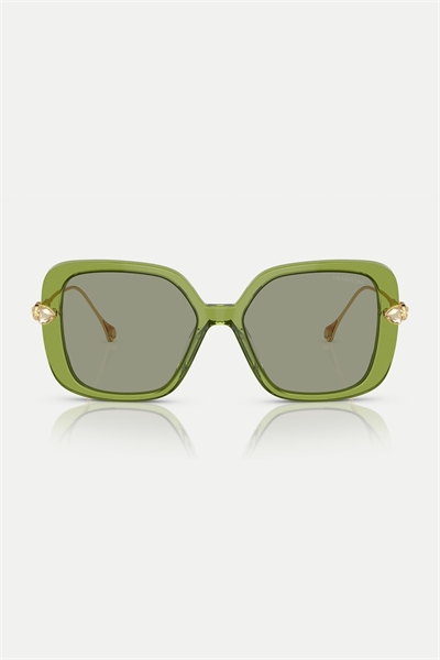Солнцезащитные очки Sk6011 прямоугольной формы с зелеными стеклами артикул 150090894