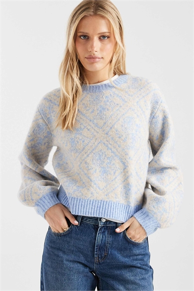 Свободный свитер с ромбовидным цветочным узором артикул 153653889