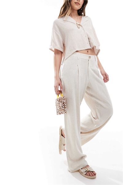 Брюки с широкими брючинами из смесовой ткани артикул 140141965