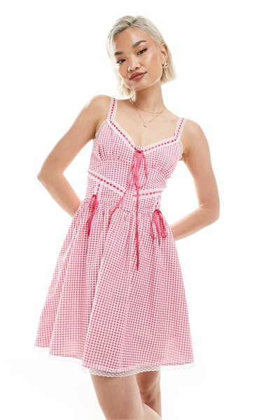 Платье-корсет в клетку артикул 142428140