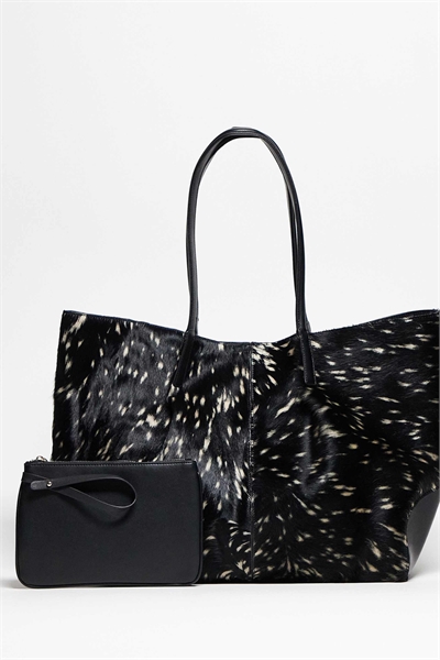 Сумка-тоут с передней панелью из натуральной кожи и ворсом артикул 152829207