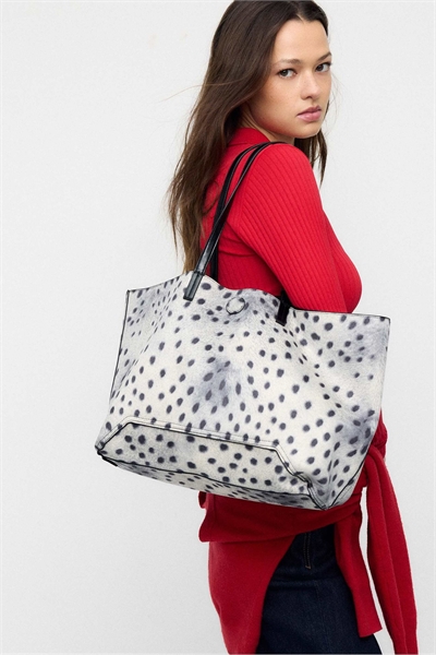 Сумка-шоппер с двусторонним принтом «зебра» артикул 155663945