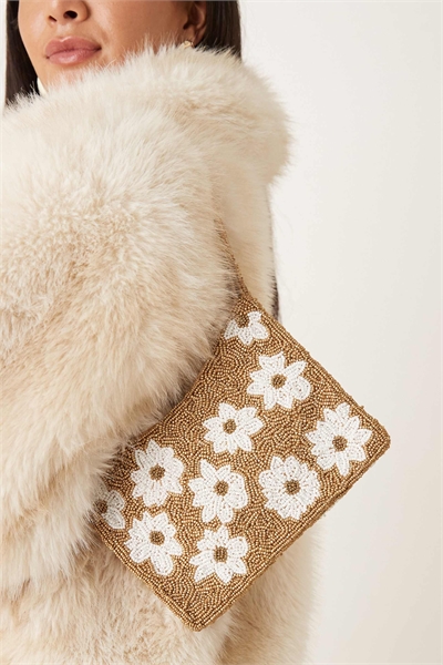 Сумка через плечо с цветочным узором из бисера артикул 151092047