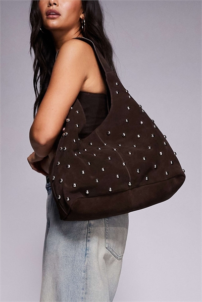 Сумка-мешок из замши с заклепками артикул 151777994