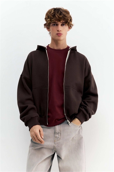 Толстовка с капюшоном, молнией и принтом артикул 155940969