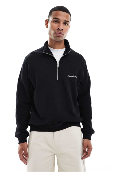 Свитшот с четвертью молнии и свободным кроем артикул 148849398