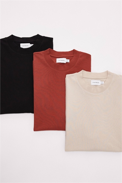 3-пакетная футболка свободного кроя черного, серого и бордового цветов артикул 138782537