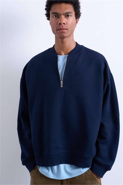 Бомбер с 1/4 молнией, темно-синий артикул 149141178