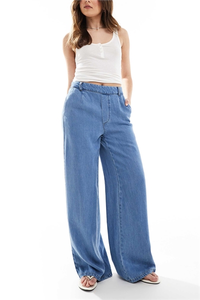 Брюки из шамбре с широкими брючинами артикул 141188753