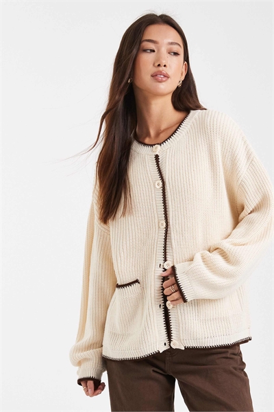 Кардиган из трикотажа с двойными карманами, связанный стежком «одеяло» артикул 151962007