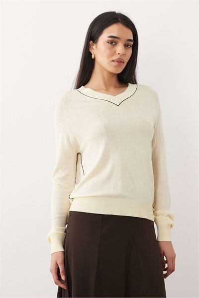 Легкий трикотажный свитер с V-образным вырезом артикул 155128912