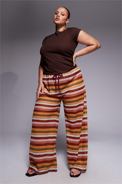 Брюки с широкими брючинами, связанные крючком артикул 153323607