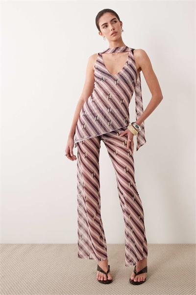 Брюки-клёш из сетчатой ткани с принтом co-ord артикул 155813894