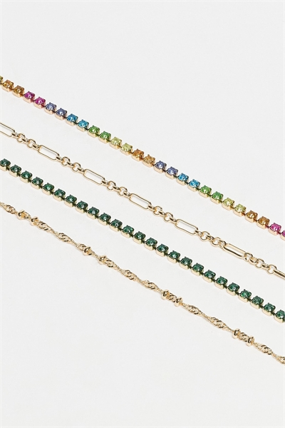 Набор из 4 изящных браслетов с разноцветными блестящими стразами артикул 150975802