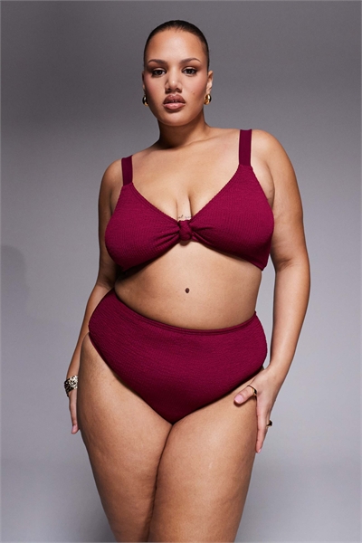 Бикини-трусики с высокой талией и гофрированной текстурой артикул 153323598