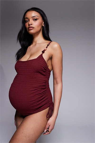 ASOS DESIGN: купальник для беременных Ruth с квадратным вырезом, рюшами и завязками по бокам артикул 152935925