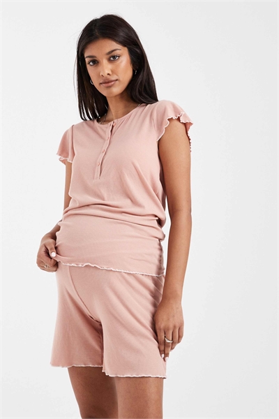 Комплект пижамы для беременных и кормящих Mamalicious Maternity 2 из топа и шорт с волнистым краем артикул 153079962