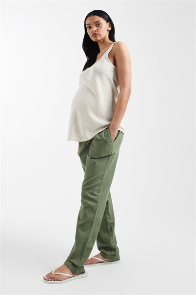 Брюки с завязкой на талии из ткани с эффектом льна от Mamalicious Maternity артикул 153079964