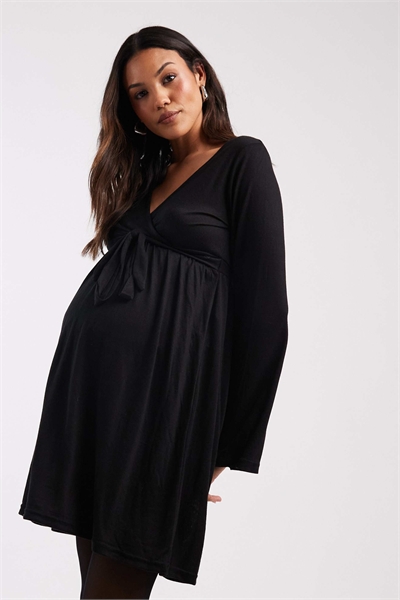 Mamalicious Maternity мягкое джерси платье с завязками, удобное для кормления, черного цвета артикул 149855393