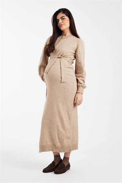 Макси-платье Mamalicious Maternity с рукавами-буфантами и вязаным поясом артикул 150661259