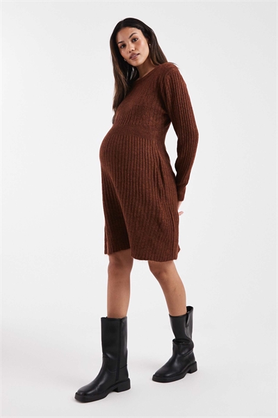 Мини-платье Mamalicious Maternity из ребристого трикотажа с зауженным верхом и расклешенной юбкой артикул 150661260