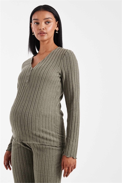 Mamalicious Maternity: сверхмягкая майка с воротником-хенли из ребристого трикотажа, удобная для кормления co-ord артикул 148917146