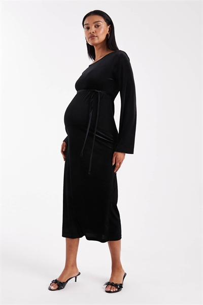 Бархатное платье средней длины с рукавами-колокольчиками от Mamalicious Maternity артикул 149956980