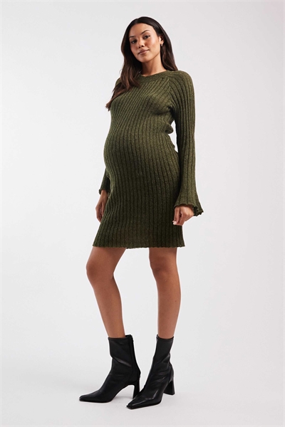 Мин-платье Mamalicious Maternity из мягкого трикотажа с ребристой отделкой и рукавами-колокольчиками артикул 149855389