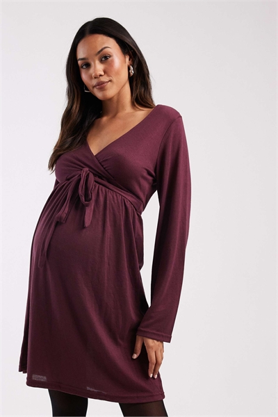 Mamalicious Maternity мягкое джерси платье с завязками, удобное для кормления, бордовое артикул 149855391