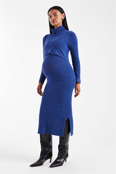Mamalicious Maternity мягкое трикотажное платье-миди с функцией кормления грудью, синего меланжевого цвета артикул 149855385