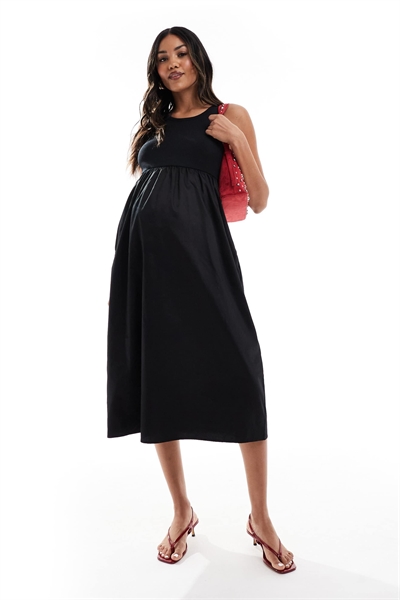 Платье средней длины с топом из джерси и юбкой из поплина от Mamalicious артикул 142658220