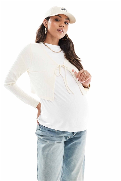 Укороченный кардиган с ребристой вязкой от Mamalicious Maternity артикул 141271791