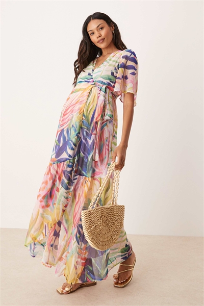 Макси-платье с запахом и рукавами-крылышками артикул 143377801