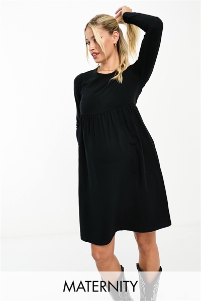 Мамалишиус Материнство длинное рукавное джерси миди платье черного цвета артикул 129328812