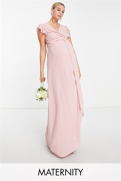 Макси-платье для подружки невесты с воланами и рукавами-крылышками артикул 118984991