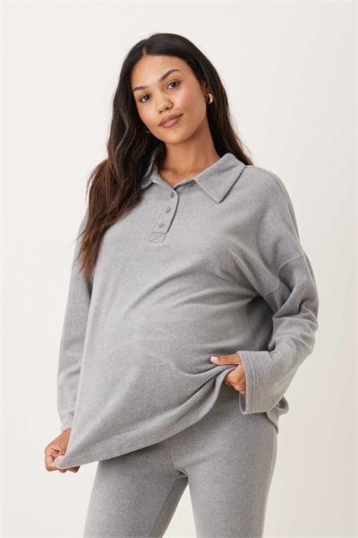 ASOS DESIGN: легкий флисовый свитер с воротником для беременных, подходящий для комбинирования артикул 147004396