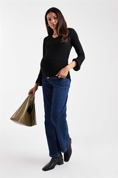 Джинсы с прямыми брючинами и резинкой над животом артикул 149660080