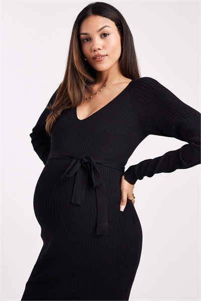 Плетеное платье средней длины с длинными рукавами и ремешком артикул 150559816