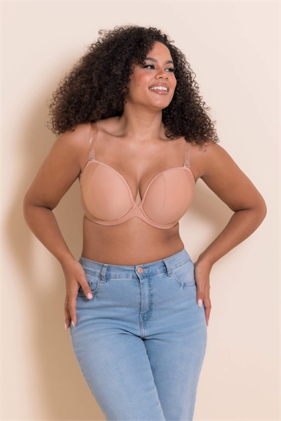 Бюстгальтер с глубоким вырезом и мягкими чашками для полной груди в стиле супергероев артикул 151834962