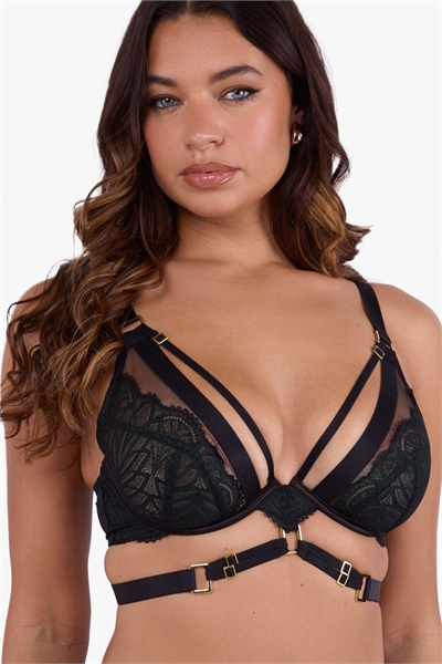 Бюстгальтер с глубоким вырезом из кружева с эффектом «мокрого» блеска от Tabitha артикул 151833578